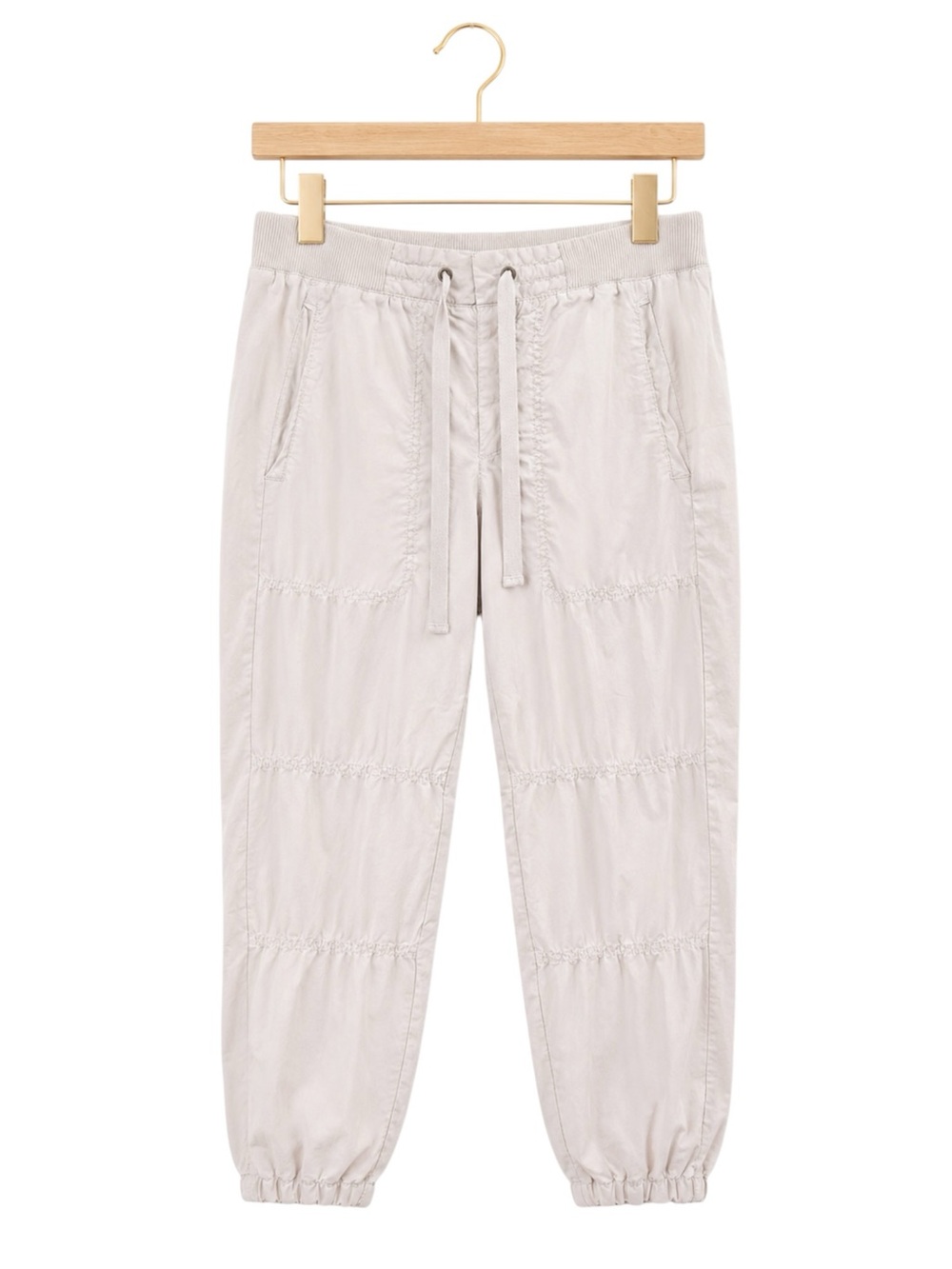 Lou & Grey Light Khaki Cotton Jogger Pants Drawstring Elastic Waist Size S